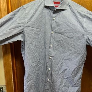 Hugo Boss Men Size 16.5-34/35 Check Cotton Slim Fit Long Sleeve Dress Shirt